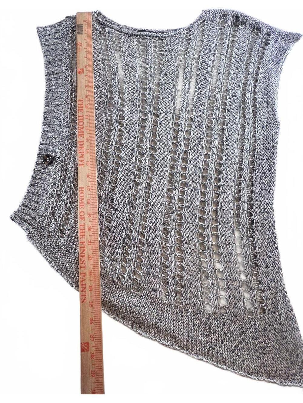 Bella Blue Select Open Knit Asymmetrical Diagonal Hem Top Blue Grey Coastal Tank - Picture 5 of 5